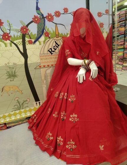 Embroidery Cotton Suits  (Red)